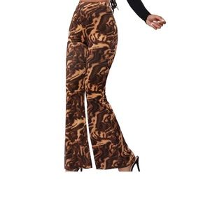 All Over Print High Waist Flare Leg Pants